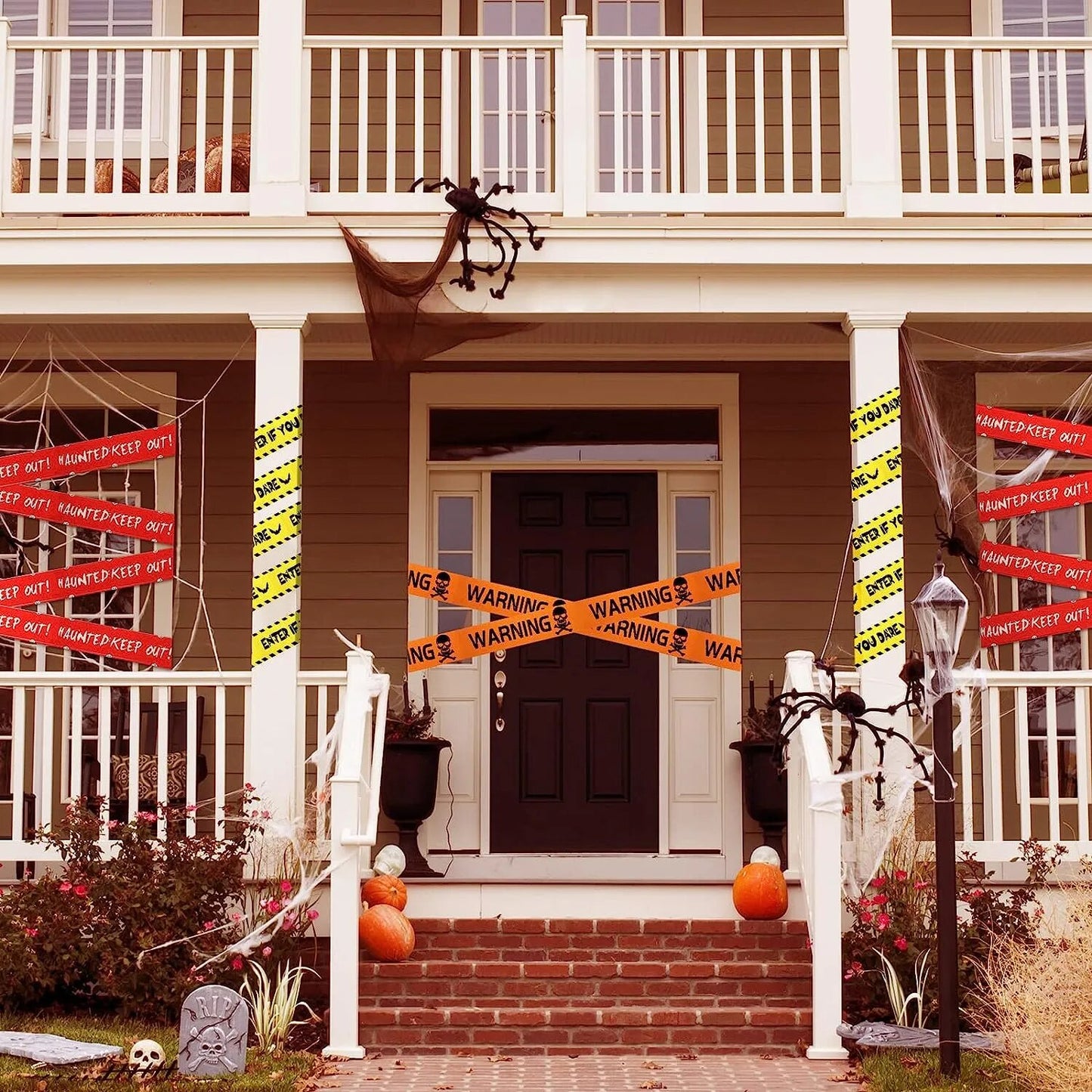 2023 Halloween Decoration Warning Tape Signs Halloween Prop Window Party Danger Warning Lline Halloween Decor Fright Tape Bundle