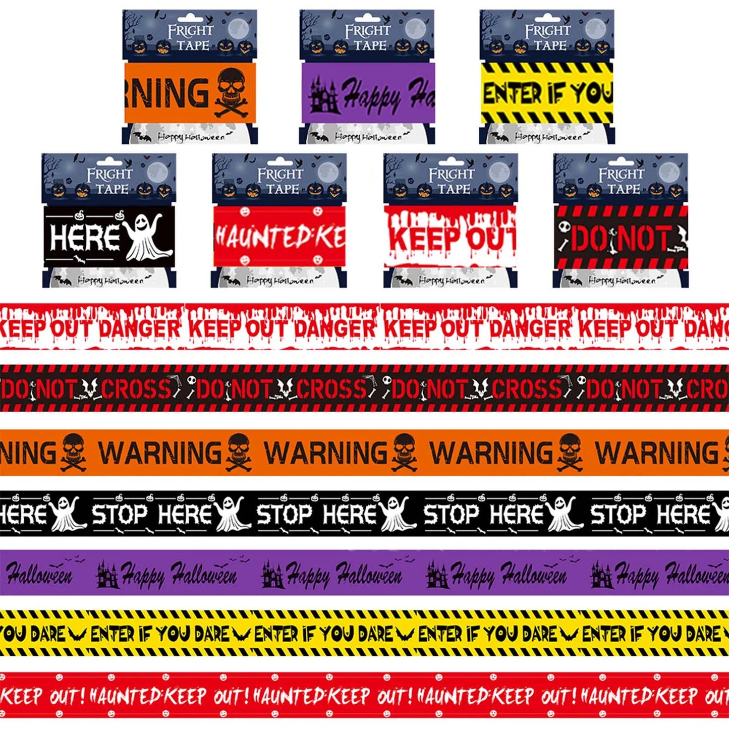 2023 Halloween Decoration Warning Tape Signs Halloween Prop Window Party Danger Warning Lline Halloween Decor Fright Tape Bundle