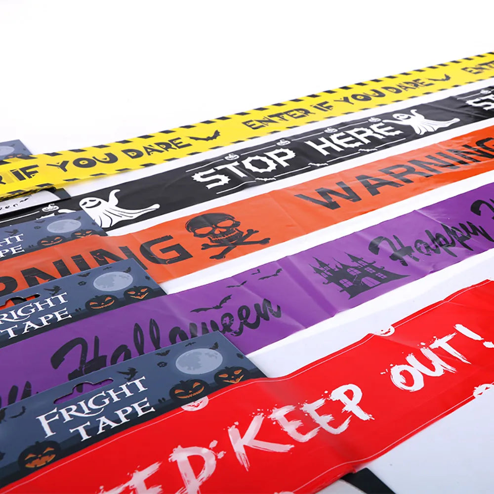 2023 Halloween Decoration Warning Tape Signs Halloween Prop Window Party Danger Warning Lline Halloween Decor Fright Tape Bundle