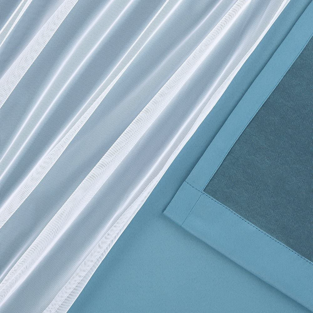 Exclusive Home Catarina Layered Solid Room Darkening Blackout and Sheer Grommet Top Curtain Panel Pair, 52"X108", Turquoise Home